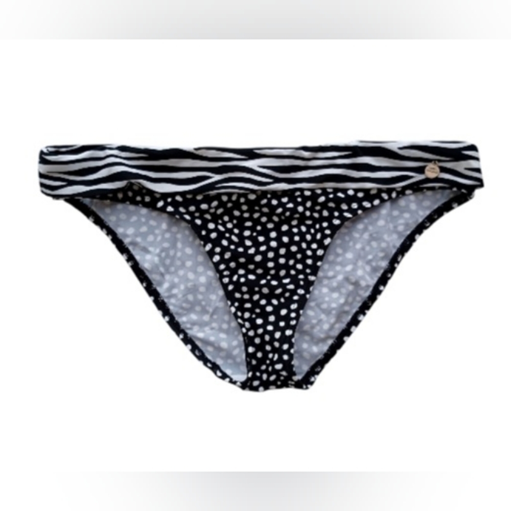 Lascana Black and White Polka Dot Bikini Bottom, Size 6